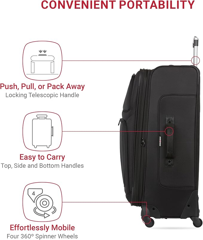 SwissGear Sion Softside Expandable Luggage, Checked-Large 29-Inch - Image 2