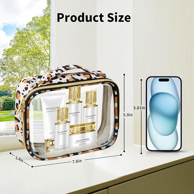 TSA Approved Travel Toiletry Bag, 3 Pack Clear Makeup Bags - Image 3