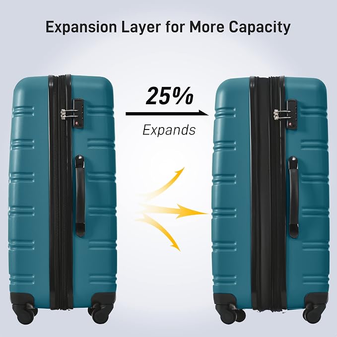 Merax Luggage sets of 13 Piece 16 20 20 28 IN Carry on Luggage Hard Case Green - Image 2