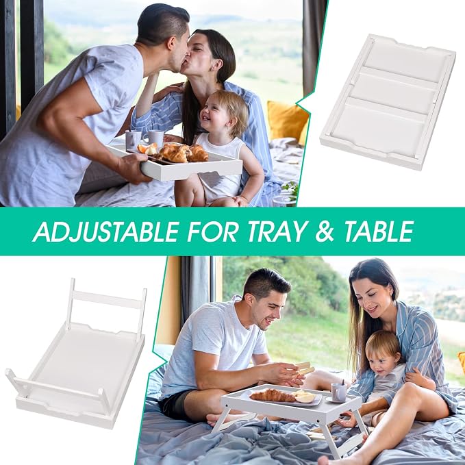 Artmeer Bed Tray Table with Folding Legs, Bamboo Breakfast in Bed - Image 4