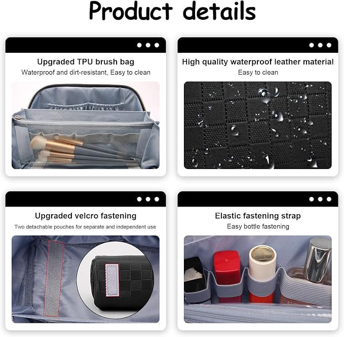BOYATU Travel Makeup Bag Organizer Cosmetic Bag: 3 Pcs Set Make up Bags - Image 4