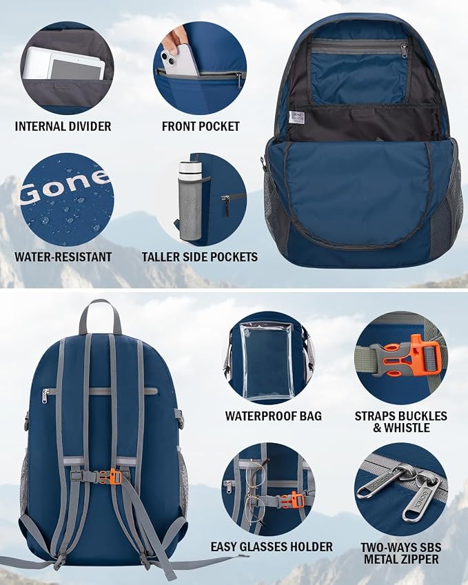 Gonex 30L Ultra Lightweight Packable Backpack, Handy Foldable Daypack - Image 4