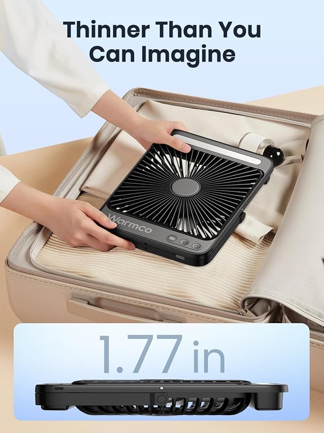 Warmco 20000mAh 8-inch Portable Camping Desk Fan, Ultra-thin LED Light - Image 8
