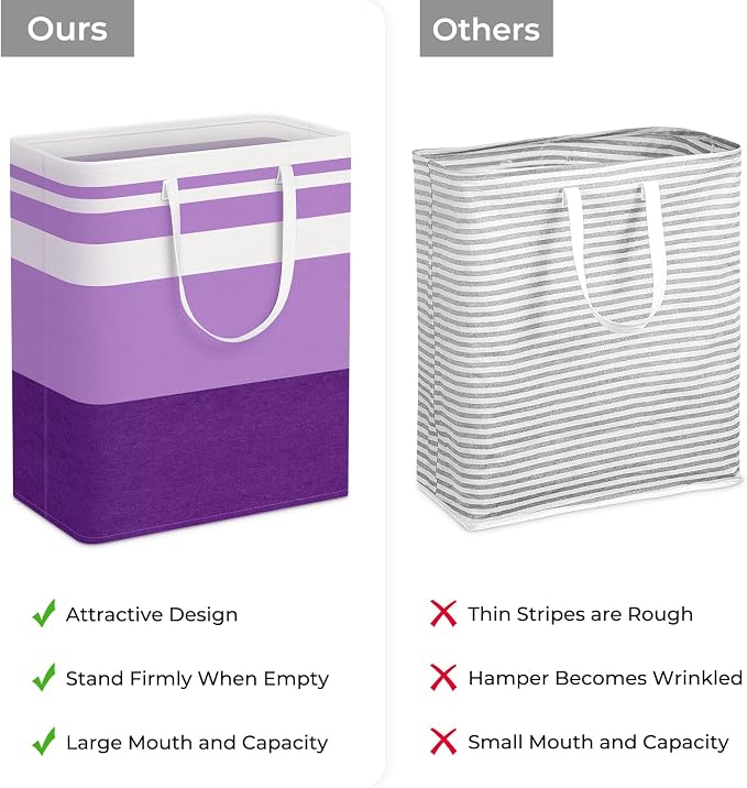 HomeHacks 2 Pack Large Laundry Baskets, Waterproof, Freestanding Laundry Hampers - Image 3