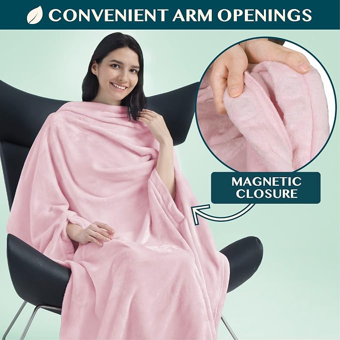 PAVILIA Travel Blanket and Pillow, Arms Opening Airplane Blankets - Image 2