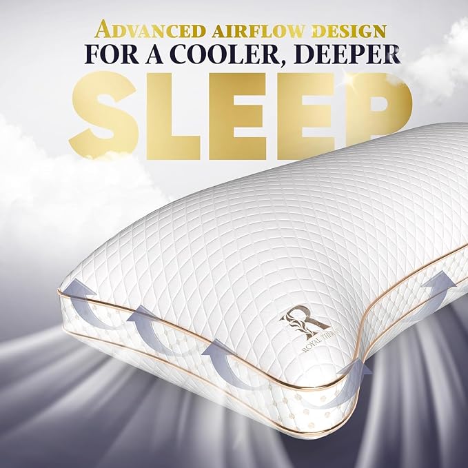 Royal Therapy Queen Memory Foam Pillow, Adjustable Shredded Memory Foam Pillows - Image 4