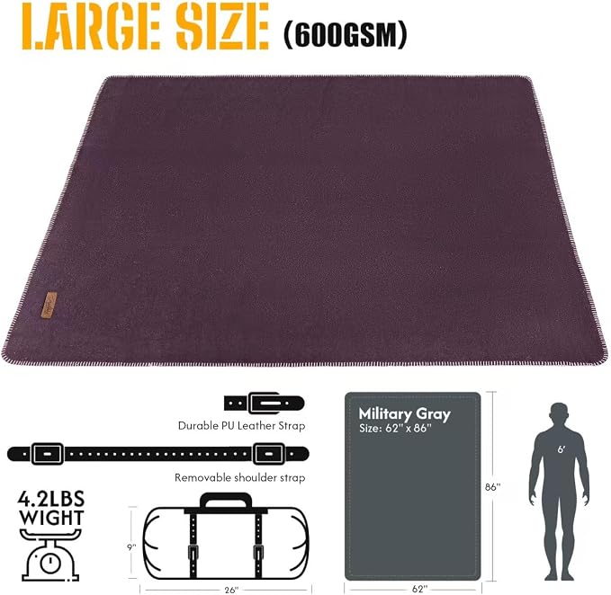 100% Wool Blanket, Military Wool Blanket, Sporting Events, Survival Kits - Image 4