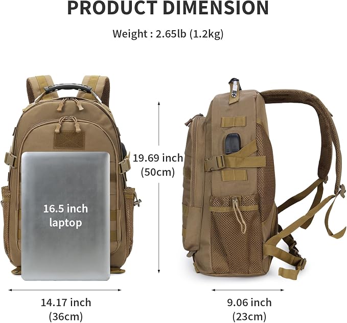 HUNTVP Military Tactical Backpack 40L Large Army 3 Day Assault Pack Molle Bag - Image 2