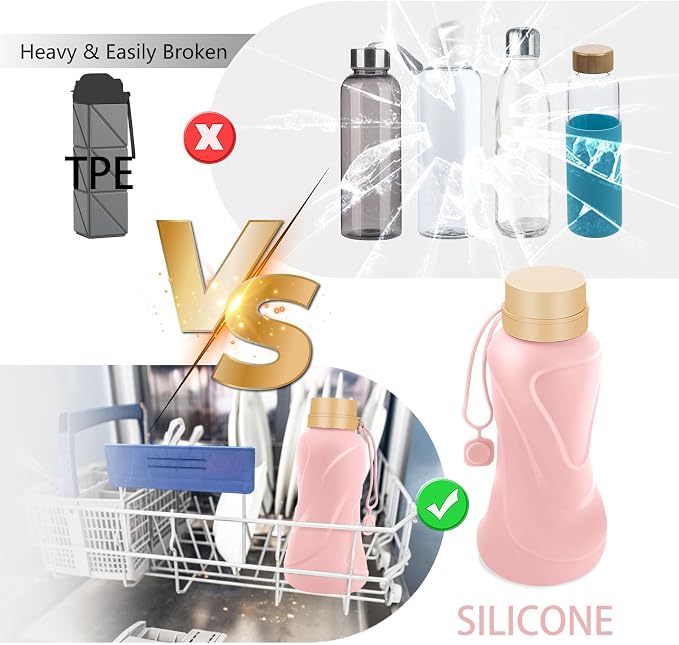 Collapsible Water Bottles 2 Pack, Leak Proof, Reuseable BPA Free Silicone - Image 5
