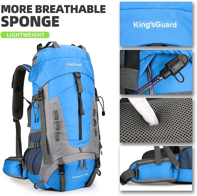 King'sGuard 60L Hiking Backpack Lightweight Camping Backpack - Image 3