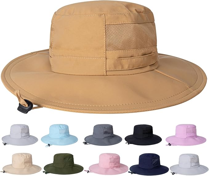 Sun Hat for Men/Women, UPF 50+ Fishing Hat, Waterproof Wide Brim Bucket Hat by Rosoz