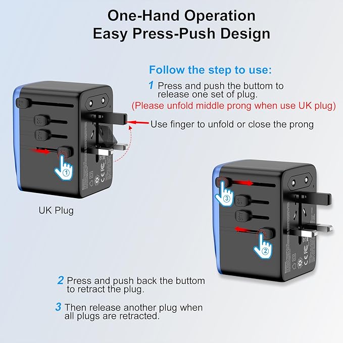 Universal Travel Adapter, PD 35W 7 in 1 International Power Plug Adapter - Image 4