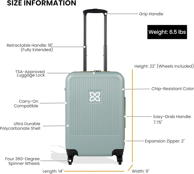Sherpani Meridian, 22 Inch Carry On Luggage Airline Approved, Rolling Hardside - Image 3