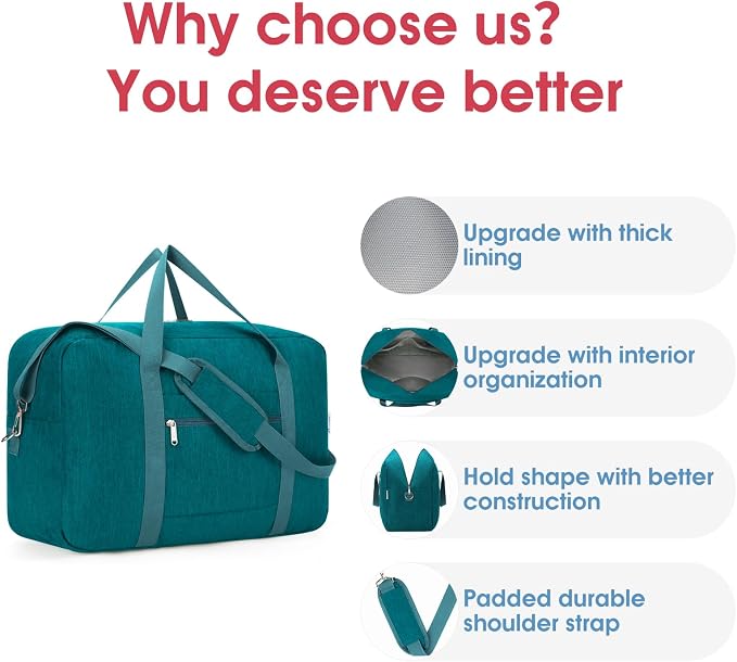 Carry on luaggage 22x14x9 Airlines Approved Foldable Carry on Bag Travel Duffel - Image 5