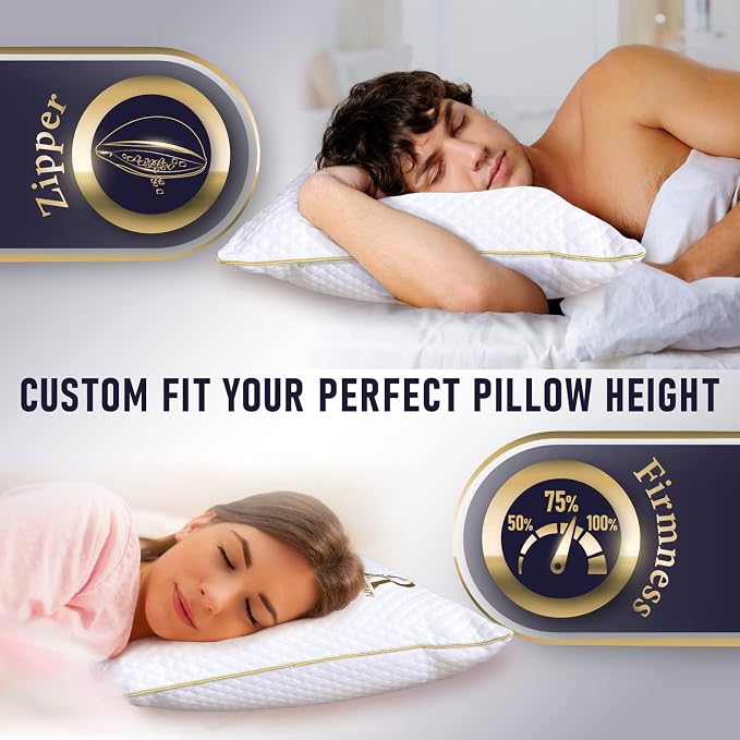 Royal Therapy 4-Pack King Memory Foam Pillow, Adjustable Shredded Pillow - Image 4
