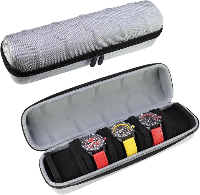 Juntan 5 Slots Hard Watch Travel Case, Portable Nylon Travel Watch Roll Case by JuntanWatchBands