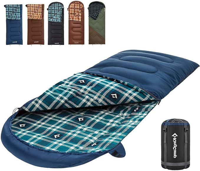 KingCamp Sleeping Bag for Adults, Cold Weather & Warm XL Big and Tall Flannel by KingCamp