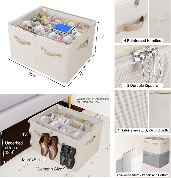 Shoe Organizer for Closet, Foldable Shoe Box - Image 3