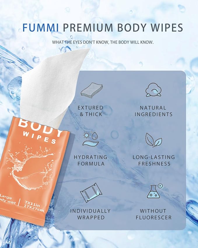 FUMMI 300 Pack Body Wipes – Large Individually Packaged Bath Wipes - Image 6