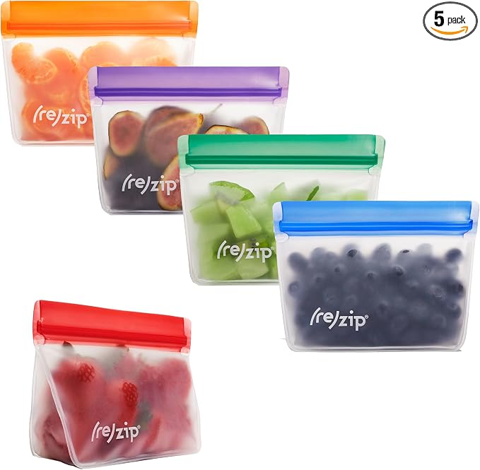 zip 5-pack Stand-Up Reusable Bags | BPA-Free, Food Grade, Freezer and by rezip