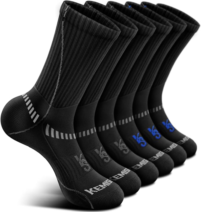 BULLIANT Compression Socks for Men 6Pairs, Athletic Crew Socks Cushioned For by BULLIANT