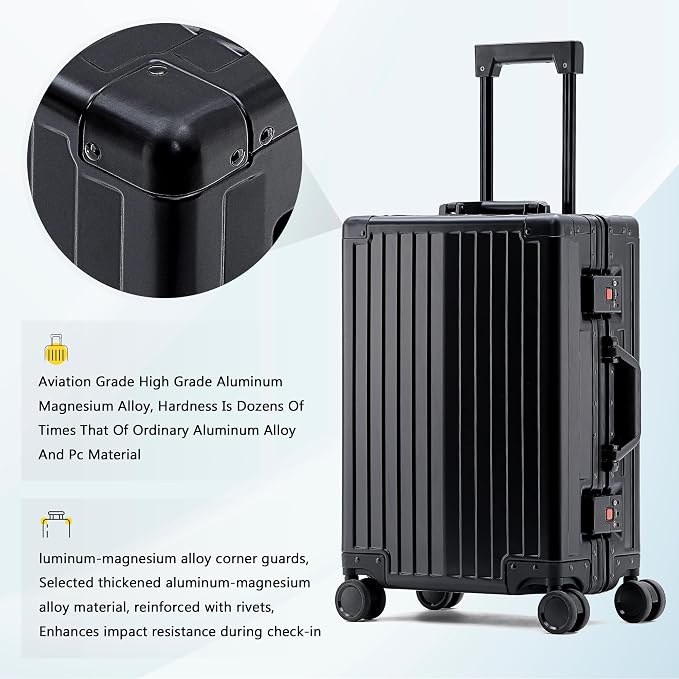 YYW Aluminum Carry-On Luggage Airline Approved Lightweight Suitcase - Image 4