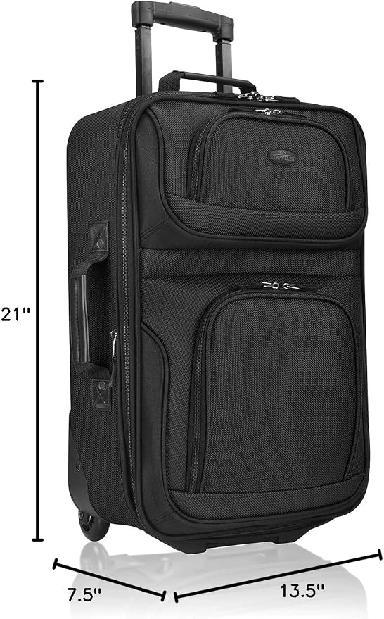 U.S. Traveler Lightweight Rolling 20" Carry On Luggage Softside Suitcase - Image 9