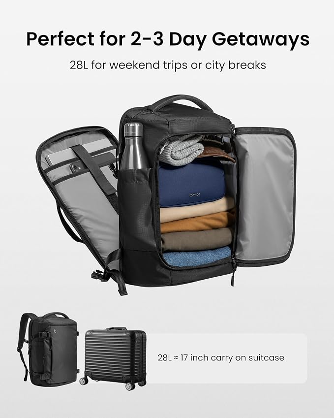 tomtoc Travel Backpack 28L, TSA Friendly Flight Approved Carry-on Luggage Hand - Image 3