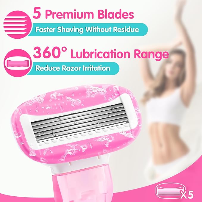 DreamGenius Travel Razors for Women Include 1 Handle and 5 Cartridges, Extra - Image 2