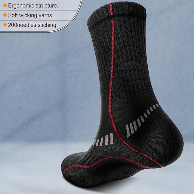 BULLIANT Compression Socks for Men 6Pairs, Athletic Crew Socks Cushioned For - Image 2