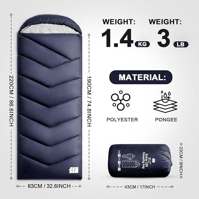 Sleeping Bags for Adults Cold Weather, Waterproof, Lightweight Camping Sleeping - Image 2