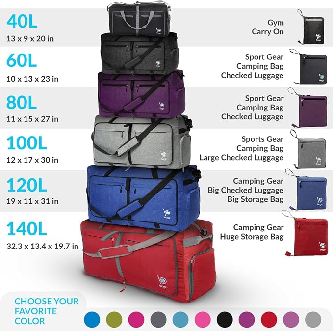 Bago Foldable Duffel Bags for Traveling Women & Men - 40L Sports Packable - Image 11