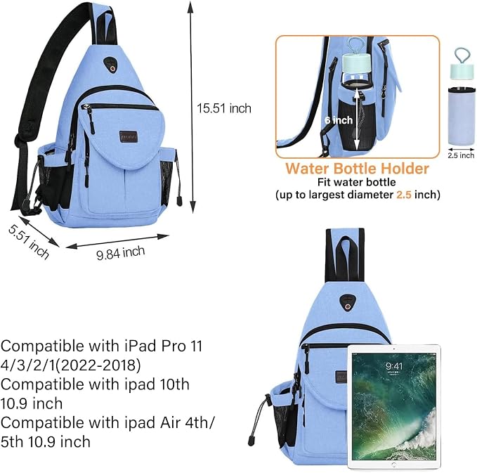 MOSISO Sling Backpack, Canvas Crossbody Hiking Daypack Bag - Image 2
