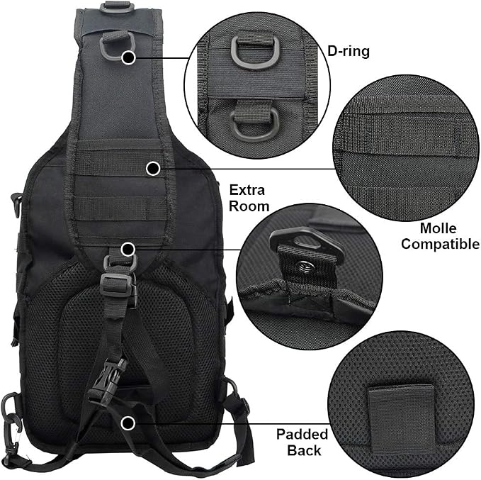hopopower Tactical Sling Bag Pack Military Rover Shoulder Backpack EDC Assault - Image 4