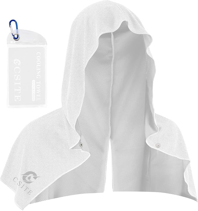 Cooling Hoodie Towels for Neck and Face, UPF 50 Sun Protection & Instant Cooling by CSITE