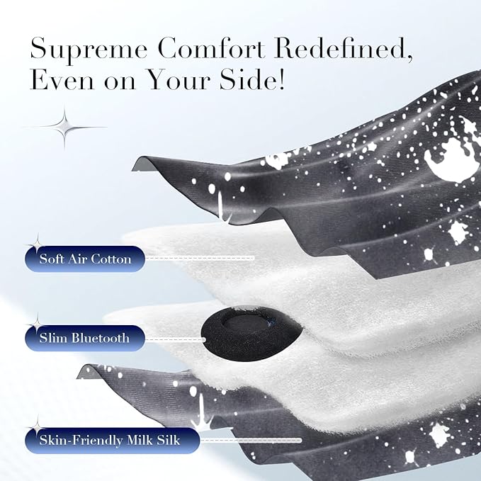 LC-dolida Sleep Mask with Bluetooth Headphones, Extra Large Silk Eye Mask - Image 4