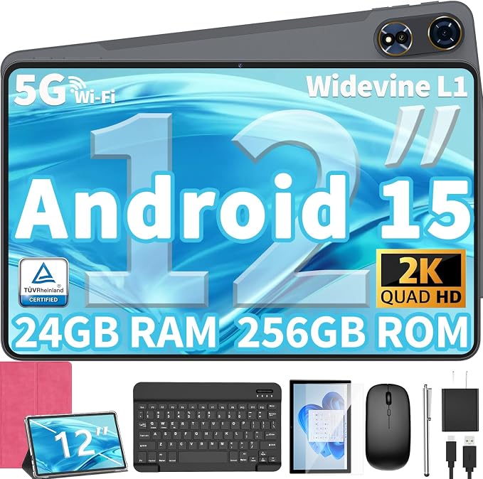 2025 Upgraded Android 15 Tablet, 12 inch Android Tablet by QDDQ