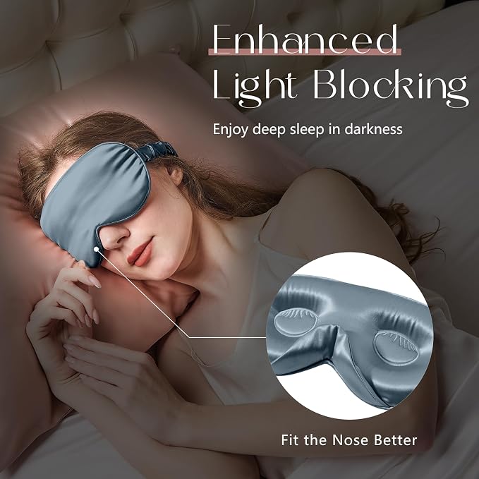 ZIMASILK Adjustable 22 Momme 100% Mulberry Silk Sleep Mask, Upgraded 3D - Image 6