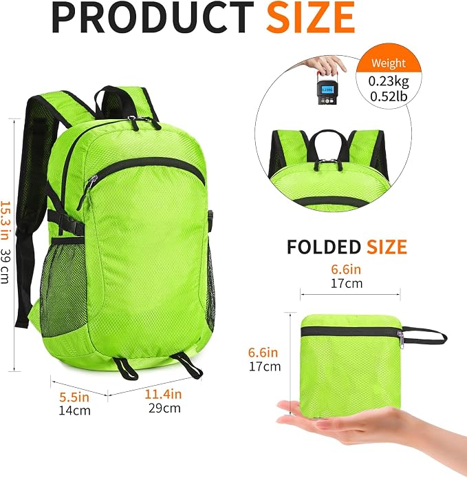 Small Hiking Daypack, 15L Water-Resistant Hiking Backpack Packable Lightweight - Image 5