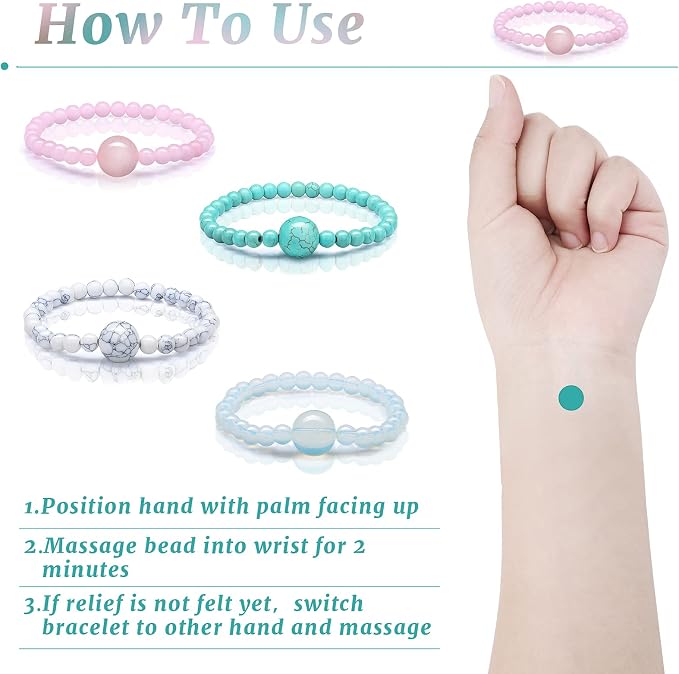 Jadive 4 Pieces Anti Nausea Wristband Seasickness Motion Sickness Bracelets - Image 4