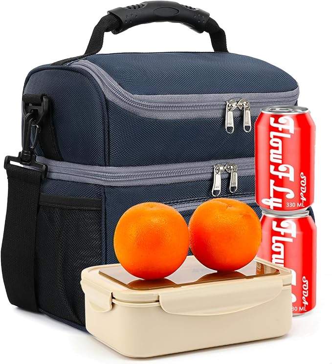 FlowFly Double Layer Cooler Insulated Lunch Bag Adult Lunch Box Large Tote Bag - Image 7