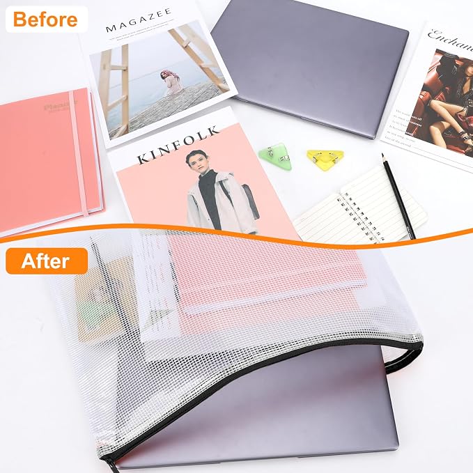 24pcs Mesh Zipper Pouch, Puzzle Storage Bags, A3 17x12 Inches Large Reusable - Image 4