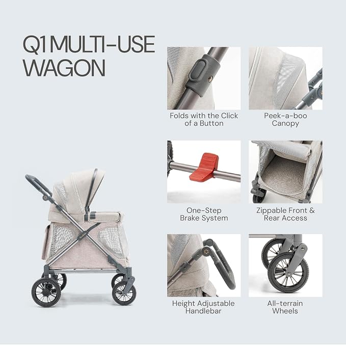 Familidoo Q1 Multi-Use Kids Wagon Stroller – Foldable, Lightweight & All-Terrain - Image 5