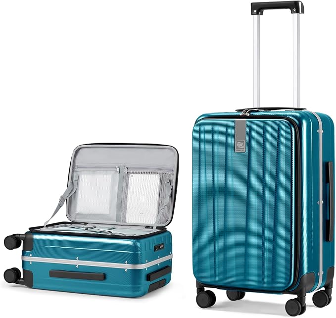 Hanke 24 Inch Checked Luggage PC Hard Case Luggage Top Opening Aluminum Frame by Hanke