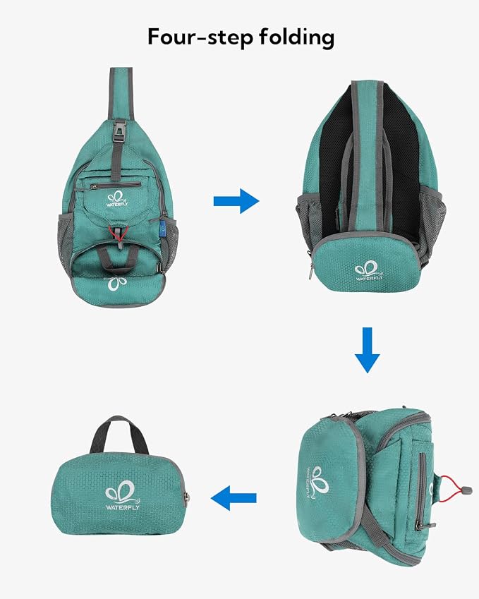 WATERFLY Packable Small Crossbody Sling Backpack Shoulder Chest Bag Daypack - Image 6