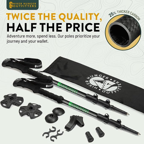 100% Carbon Fiber Trekking Poles by USA Brand - Image 2