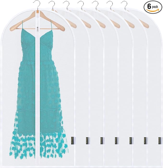 BALEINE 48'' Translucent Garment Bags, 6 Packs PEVA Dress Bag by BALEINE
