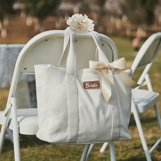 AW BRIDAL Monogram Canvas Tote Bag - Image 6