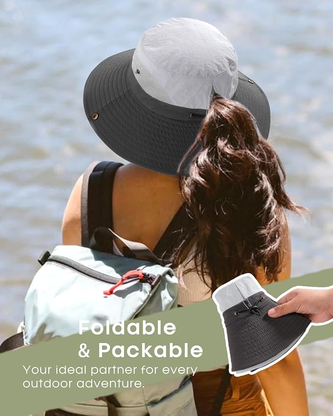 FURTALK Womens Sun Hat with Ponytail Hole Beach Hiking Summer Wide Brim UPF 80+ - Image 4