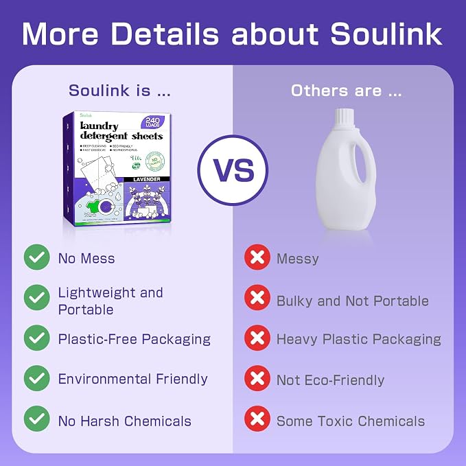 Soulink Laundry Detergent Sheets, 480 Loads, Eco-Friendly, Plant-Based - Image 6